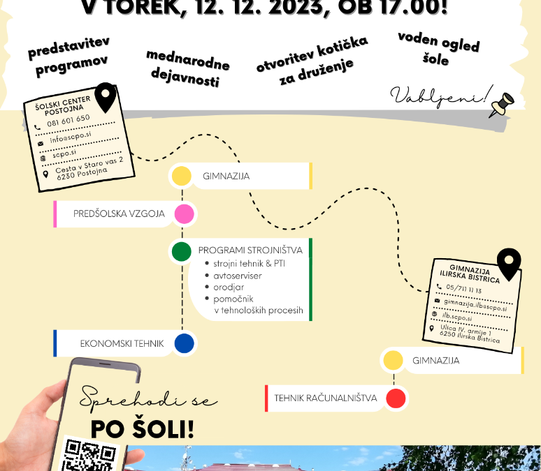 Dan odprtih vrat Šolskega centra TOREK, 12. 12. 2023 ob 17.00h